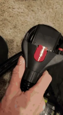 The hose connects for the slower by-hand work stairs and upholstery demand.