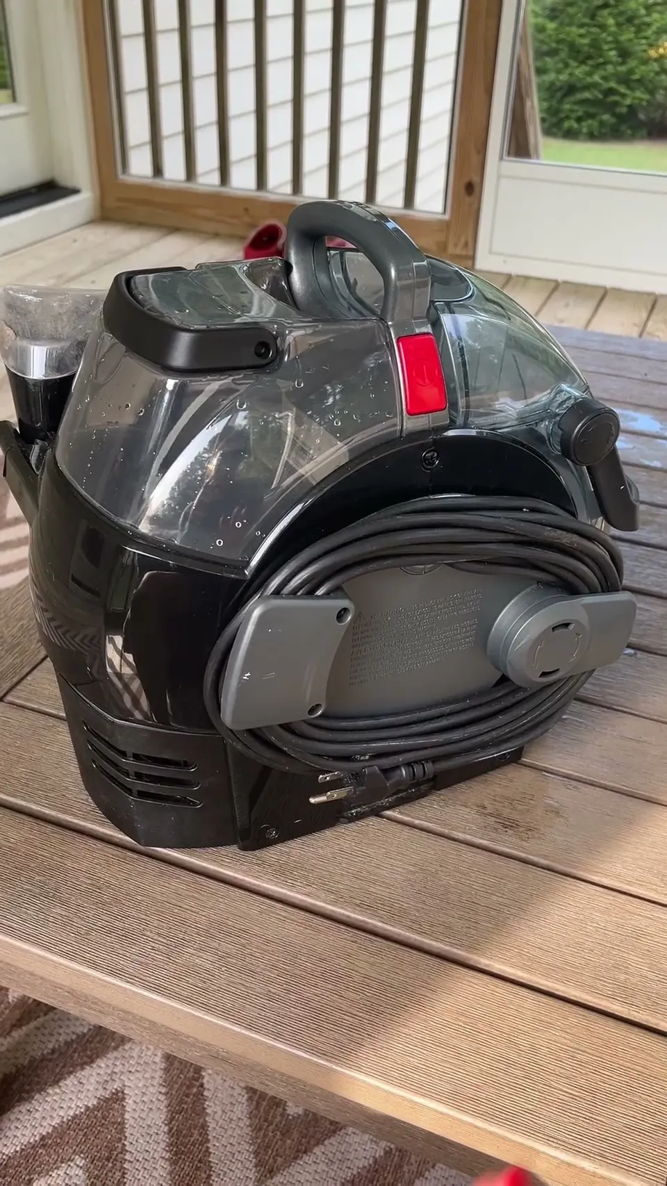 Storage is part of the appeal, with the hose wrapped and locked.