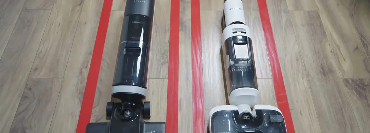 The 180-degree recline side by side: the black Dreame H14 Pro on the left, a white rival on the right.