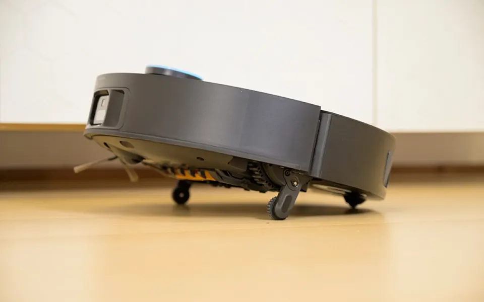Chassis raised on its extended legs, it climbs the raised crossings most robots refuse.