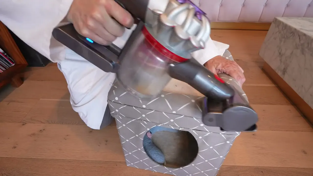 The mini motorized head handles furniture hair without wrapping its roller.